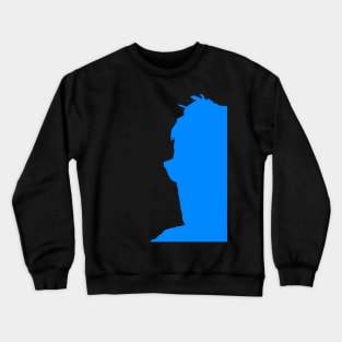 Half a guy facing left silhouetted blue. Crewneck Sweatshirt